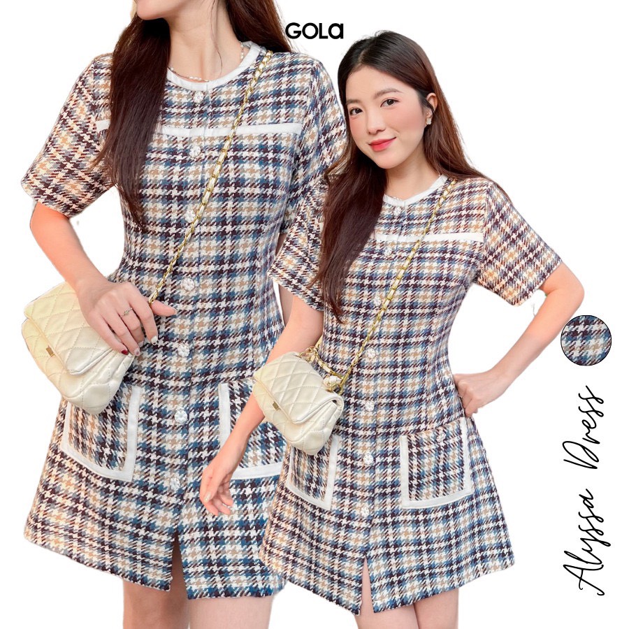 GOLA - Đầm ALYSSA - Đầm suông cổ tròn caro