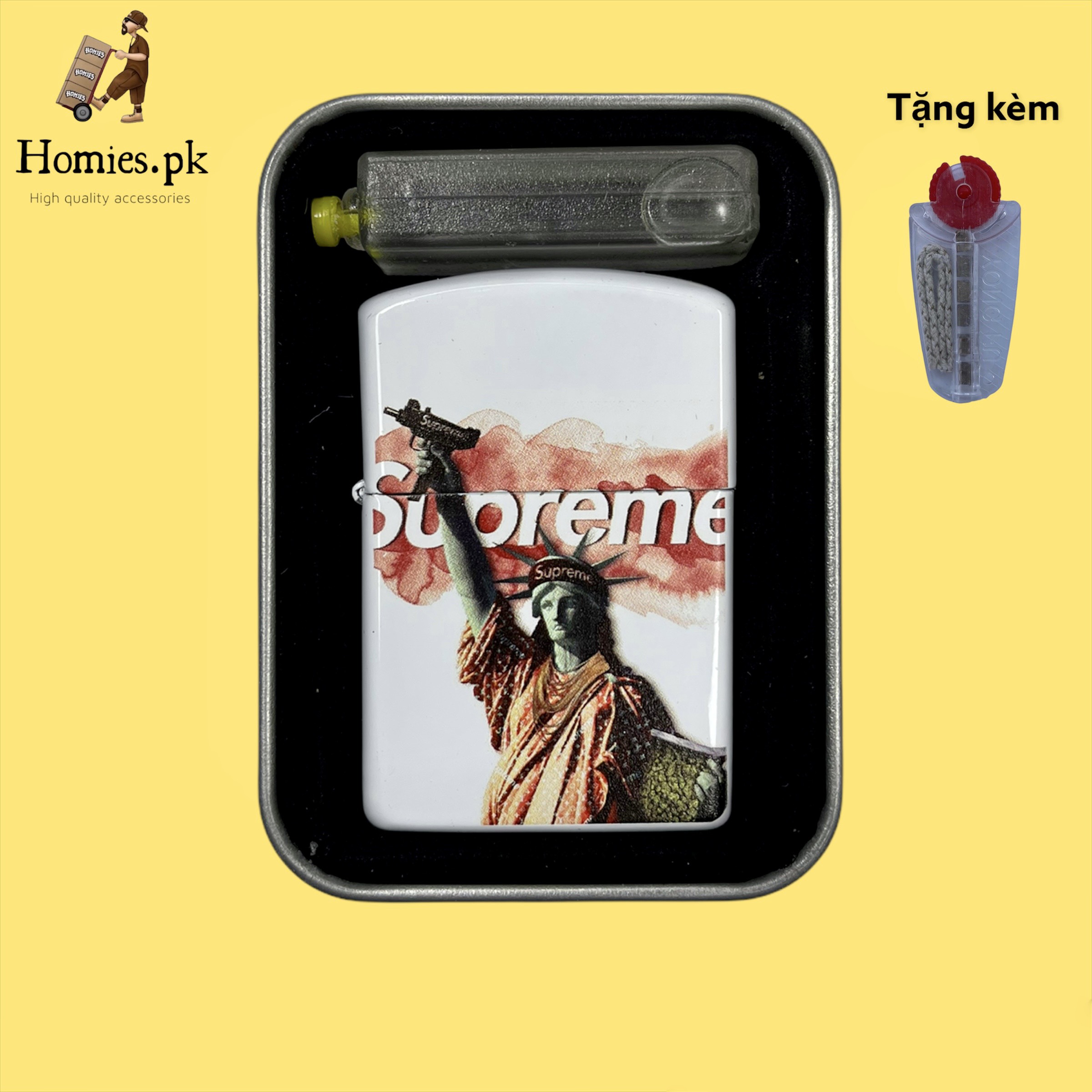 Bật lửa zippo hột quẹt zippo hình supree , hột quẹt zippo bật lửa xăng đá- homies.pk