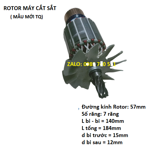 rotor máy cắt sắt mẫu mới trung quốc thông dụng - thân 57mm - rotor cắt sắt YB66