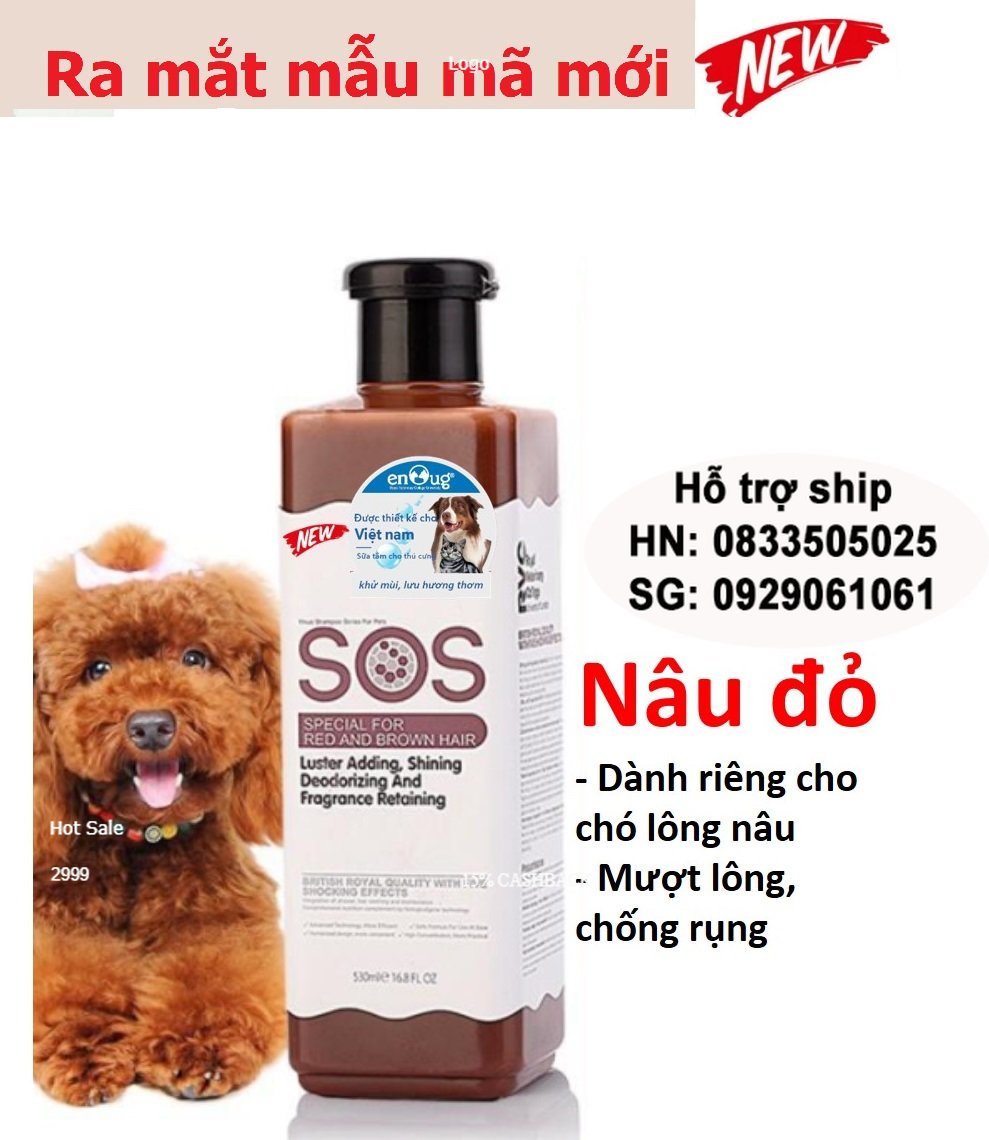 MẪU MỚI- Sữa Tắm chó mèo SOS NÂU ĐỎ cao cấp dành cho thú cưng Mượt lông thơm lâu