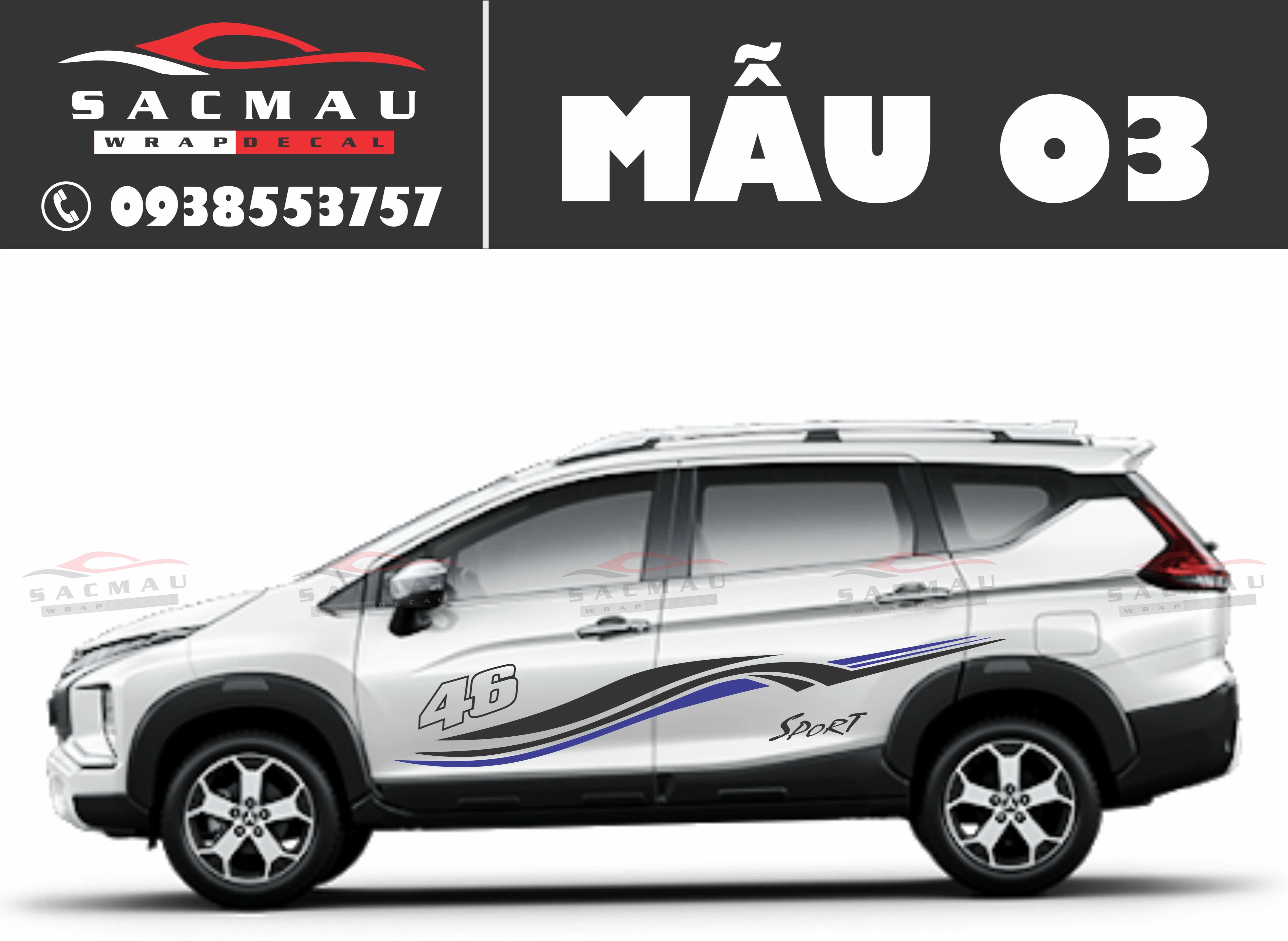 tem dán xe Mitsubishi Xpander cross, bộ sản phẩm đủ 2 bên ms02