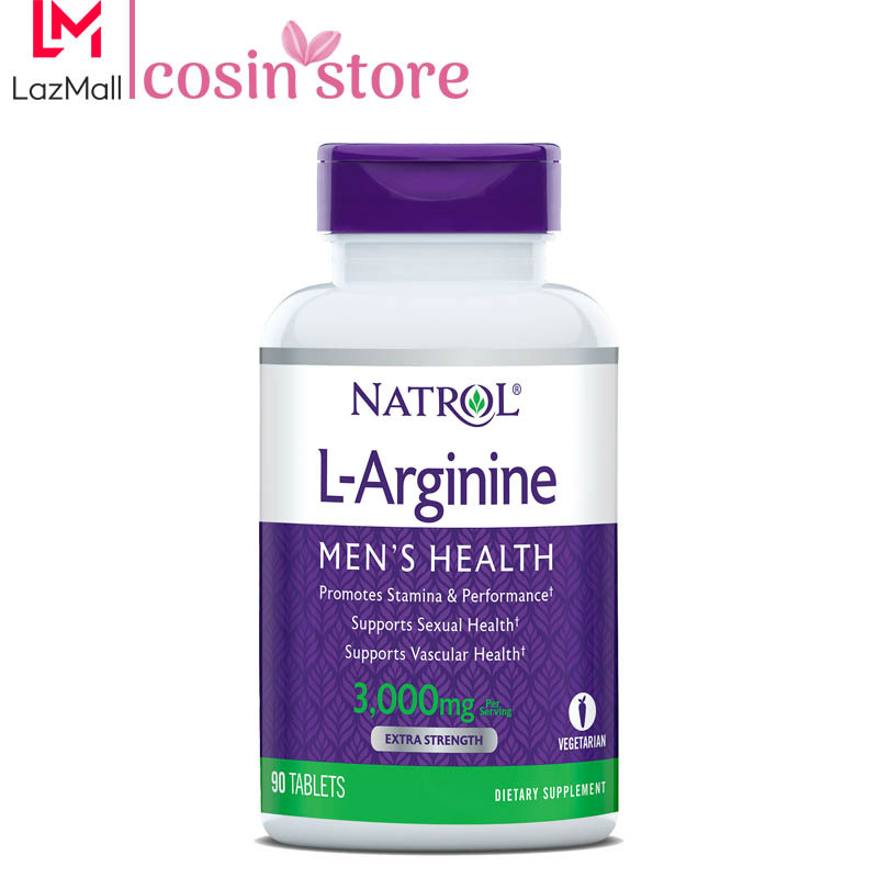 Viên uống Natrol L-Arginine Mens Health 3,000mg per serving Extra Strength 90 viên - tăng cường sức khỏe nam giới - Cosin Store