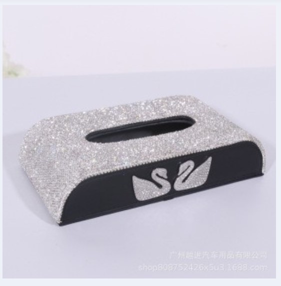 Hộp đựng khăn giấy trên xe ô tô đính đá - phụ kiện trang trí xe hơi cao cấp, tiện lợi vừa sang chảnh