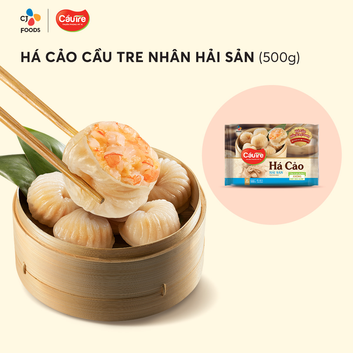 [Hỏa tốc] Há cảo Cầu Tre 500g (nhân Thịt/ Hải sản/ Chay)