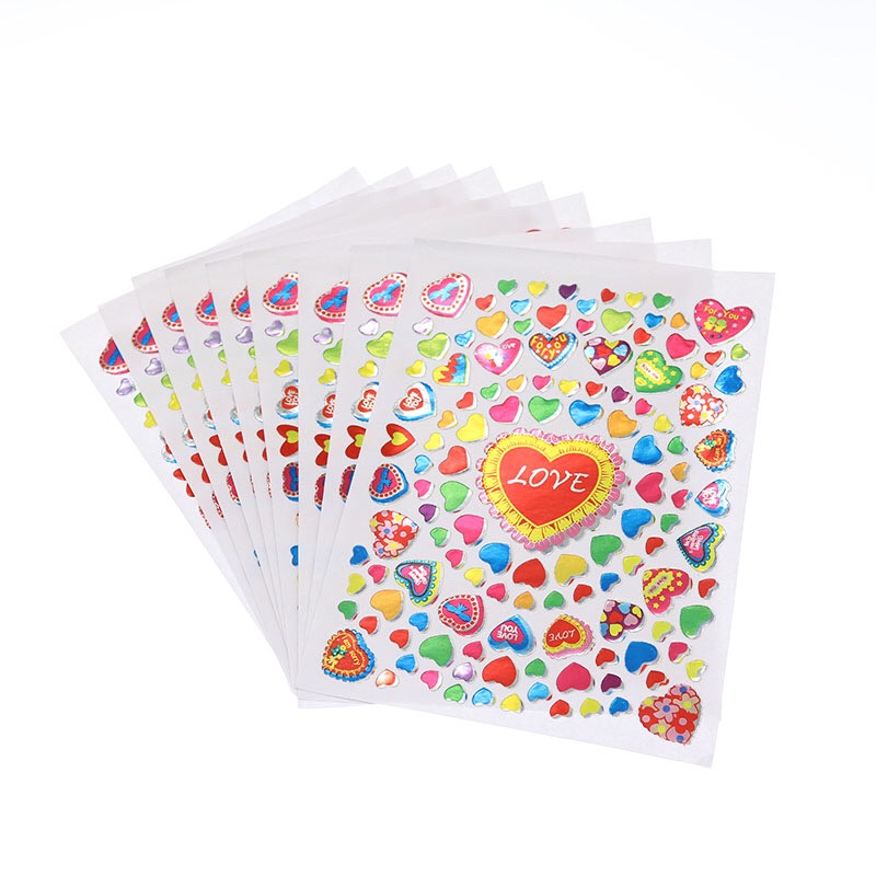 (1k)Set 10 tấm sticker, miếng dán hoa lá, mặt cười, tim