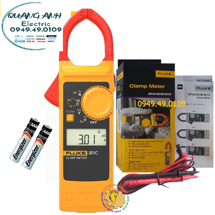 Fluke 301 C Ampe kìm đo dòng AC Fluke 301C (1000A, dây đo Đài Loan, TrueRMS) [TẶNG TÚI FLUKE ĐỰNG MÁY]