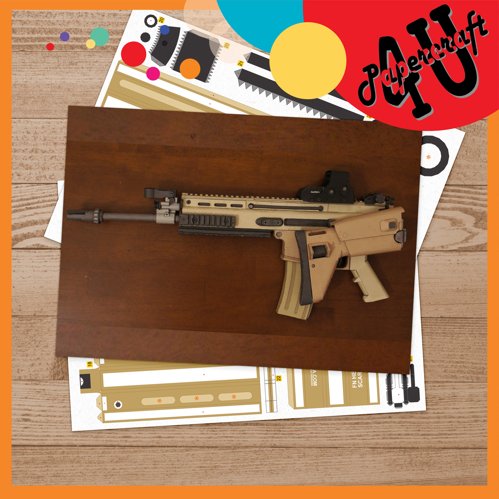 Mô hình giấy 3D PUBG - SCARL tỉ lệ 1:1