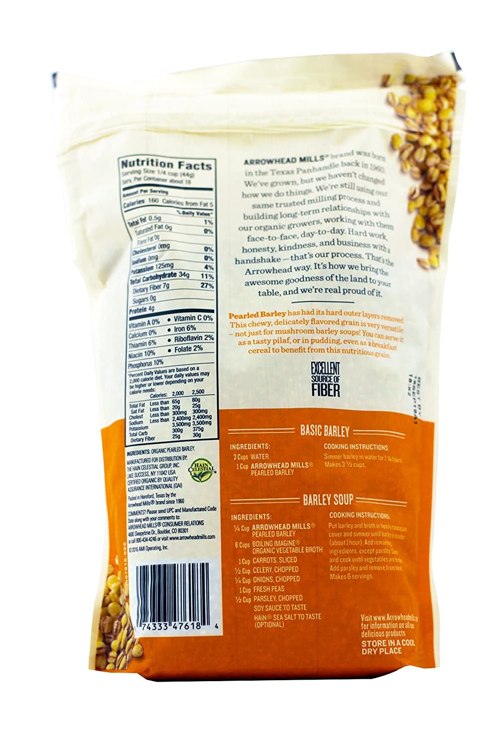 [HCM]HẠT LÚA MẠCH HỮU CƠ ARROWHEAD MILLS PERLED BARLEY 793g