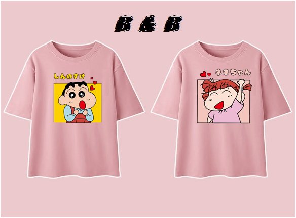 áo thun cặp đôi nam nữ form rộng tay lỡ-áo thun from rộng unisex-  shin dễ thương(35-75kg)