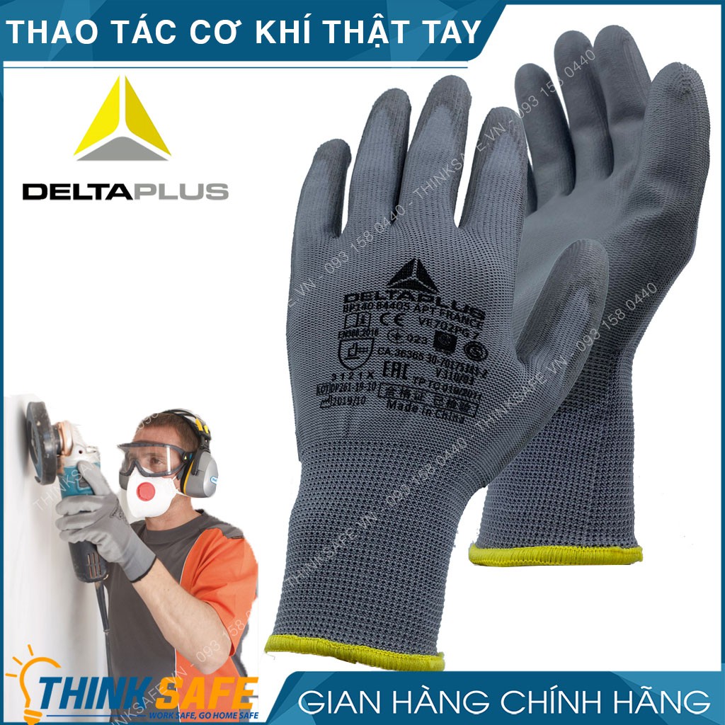 Găng deltaplus ve702powerpoint-resistant Pu oil-proof working gloves precise operating arm grip-johnsafe