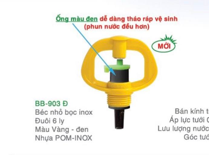 10 béc tưới rau BB903 phun mưa bán kính ngắn ren ngoài 17mm