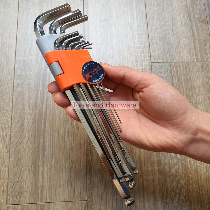 [Chính hãng] Bộ Lục Giác Đầu Bi Hãng Kapusi Nhật Bản 9 Cây Chữ L 1.5-10mm, Chất liệu thép CR-V6150, Bảo hành 12 tháng, Chiều Dài 25mm, chống ăn mòn và chịu lực tốt, phù hợp với nhiều loại bulong, ốc vít, Bộ lục lăng, Cây lục giác, Khóa lục giác