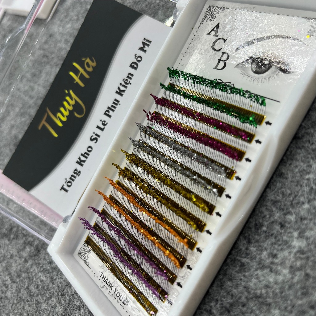 Mi khay Kim Tuyến Mix màu - mi kim tuyến0.10 Mix C (10-15mm)- dụng cụ nối mi_ thúy hà