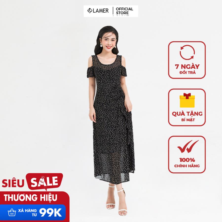Đầm Maxi Lamer Nhón Eo Hở Vai L63M21H057