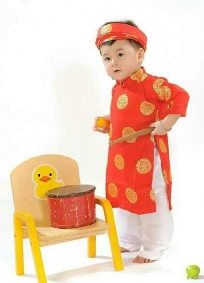 Áo dài khăn đóng bé trai gấm Thái Tuấn