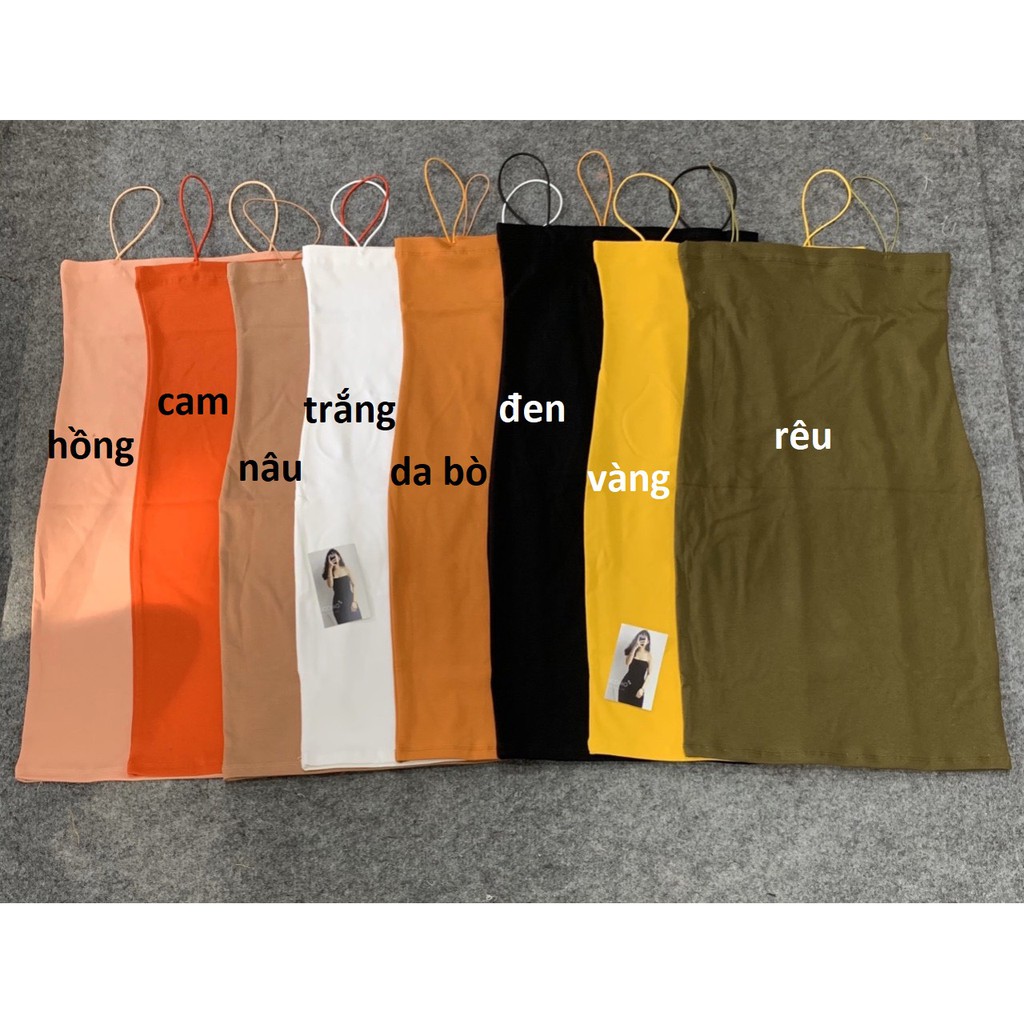 Đầm 2 dây bún ôm body chất borip siêu mịn