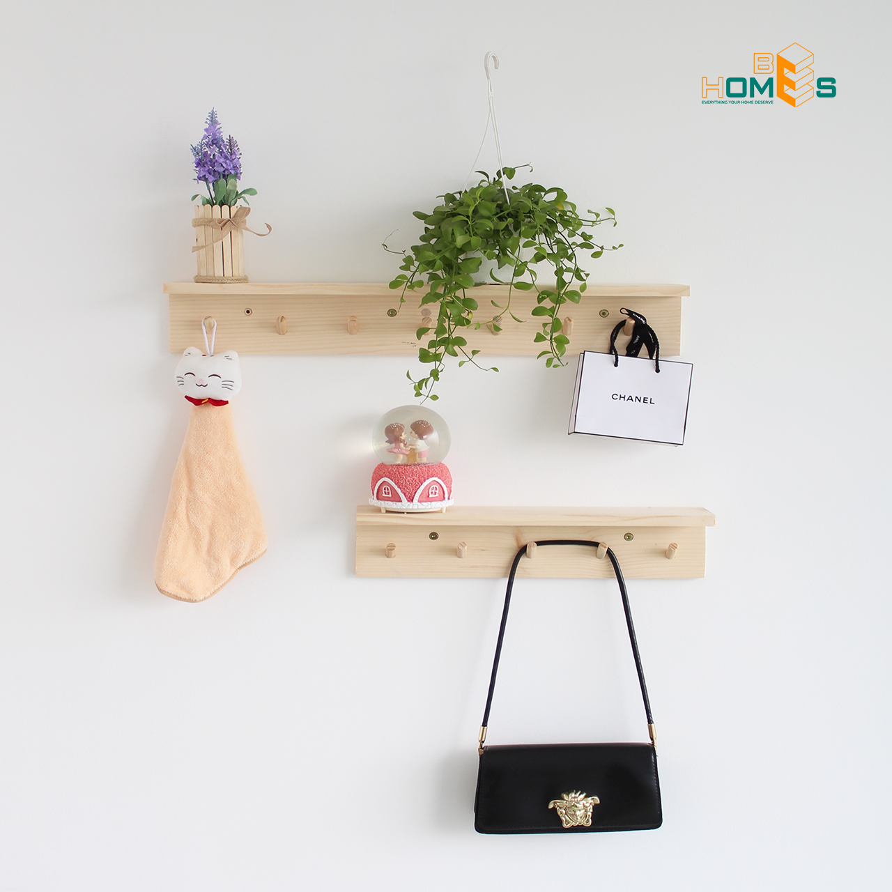 Kệ gỗ Behomes treo tường 5-7 móc