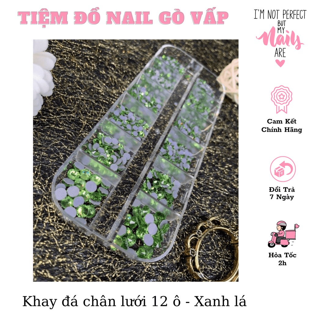 Khay đá chân keo lưới mix size, mix size có nhiều mã màu - đính móng, trang trí móng