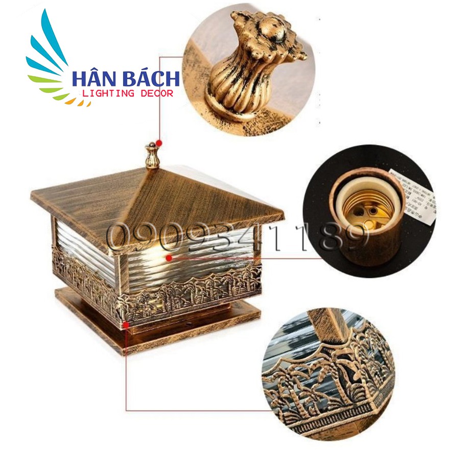 [HCM]Đèn trụ cổng cây dừa mạ đồng phi 300mm