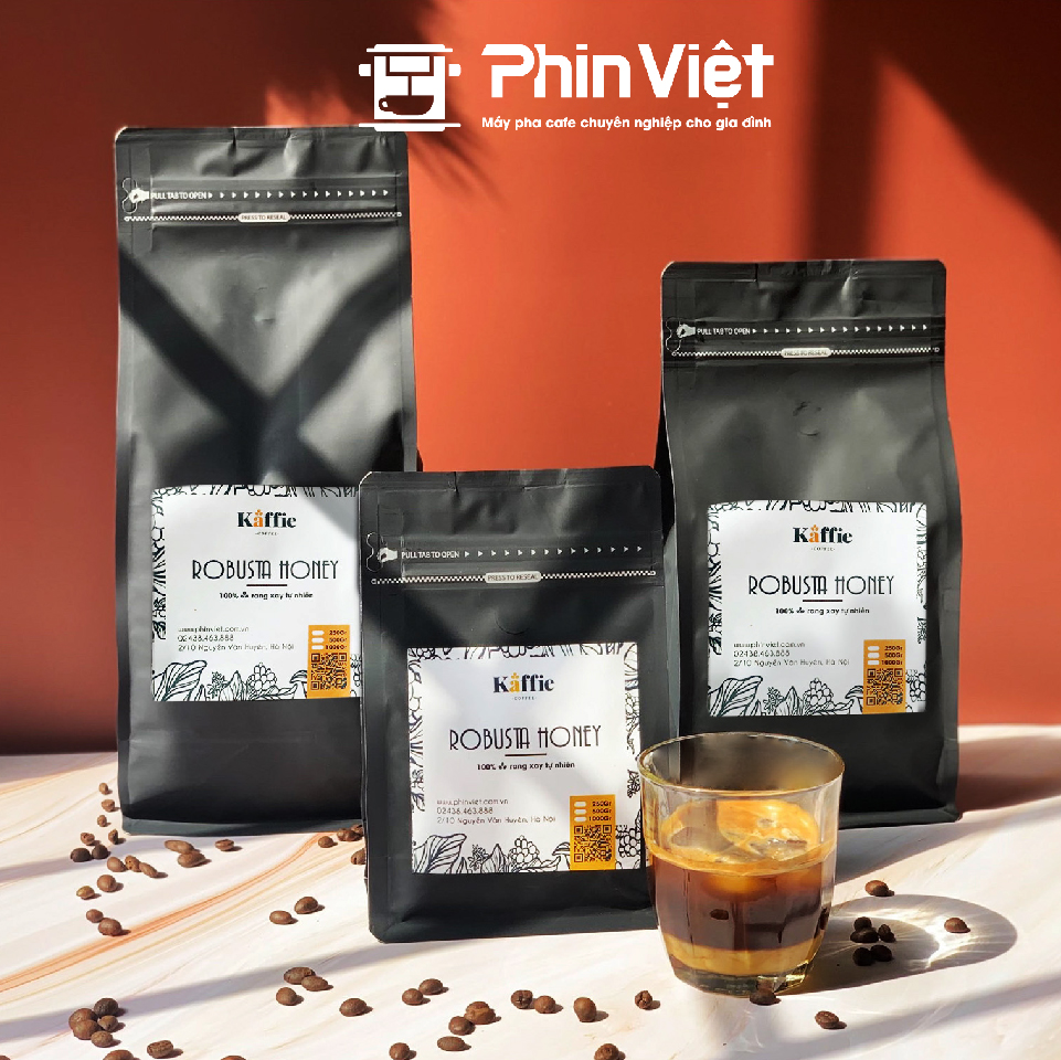 Cà phê hạt Kaffie Robusta Honey - Cà phê nguyên chất rang mộc