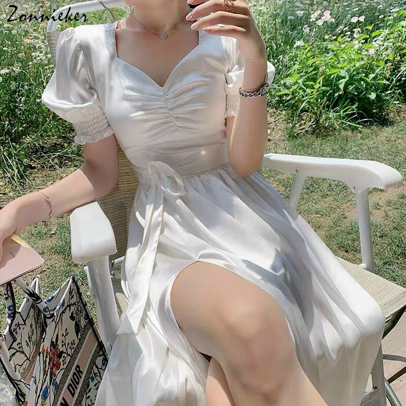 maxi  Lụa Satin  trắng Dài siêu xinh lt
