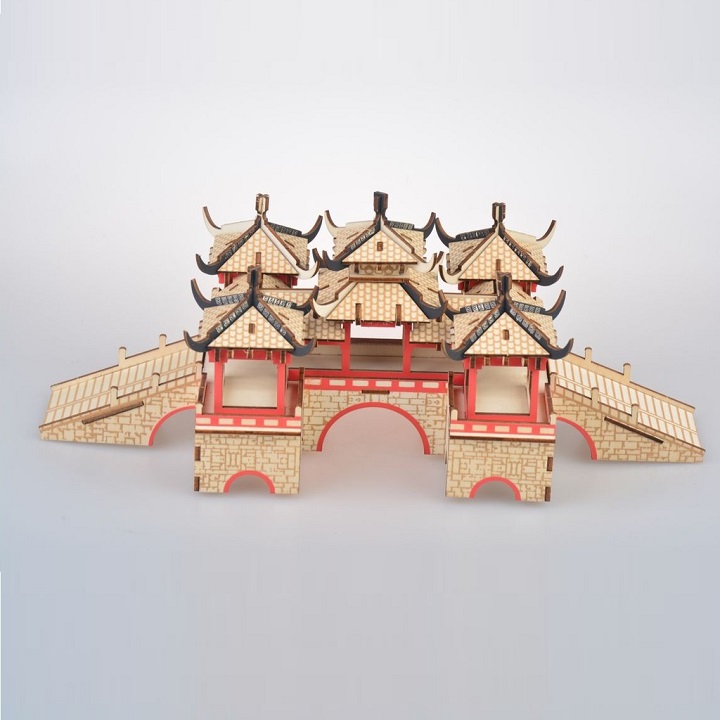 Đồ chơi lắp ráp 3D gỗ mô hình Lotus Bridge cắt laser