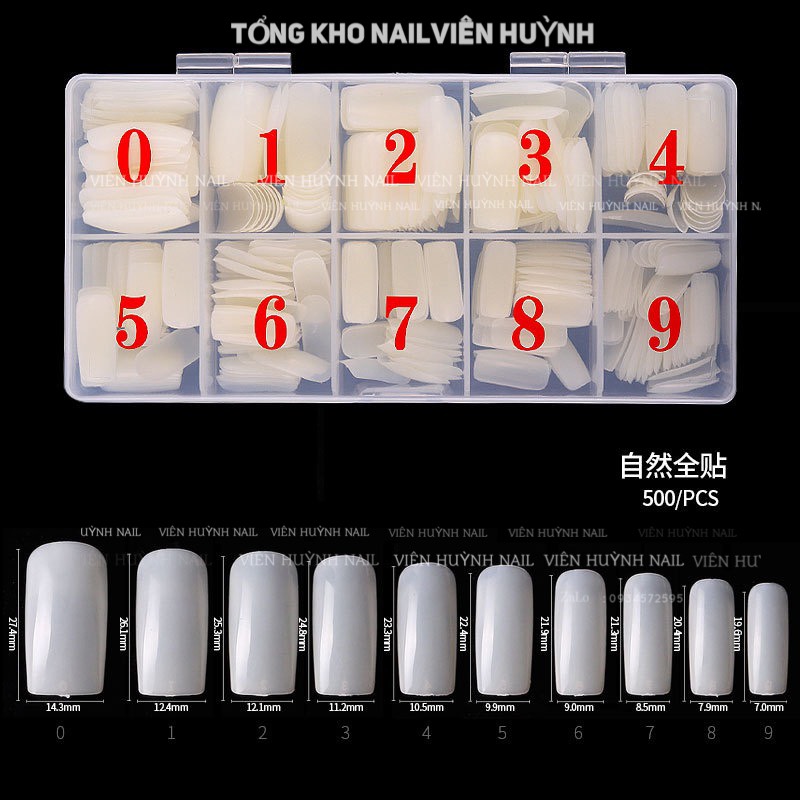 móng úp chân fom dài , hộp 500 đủ size