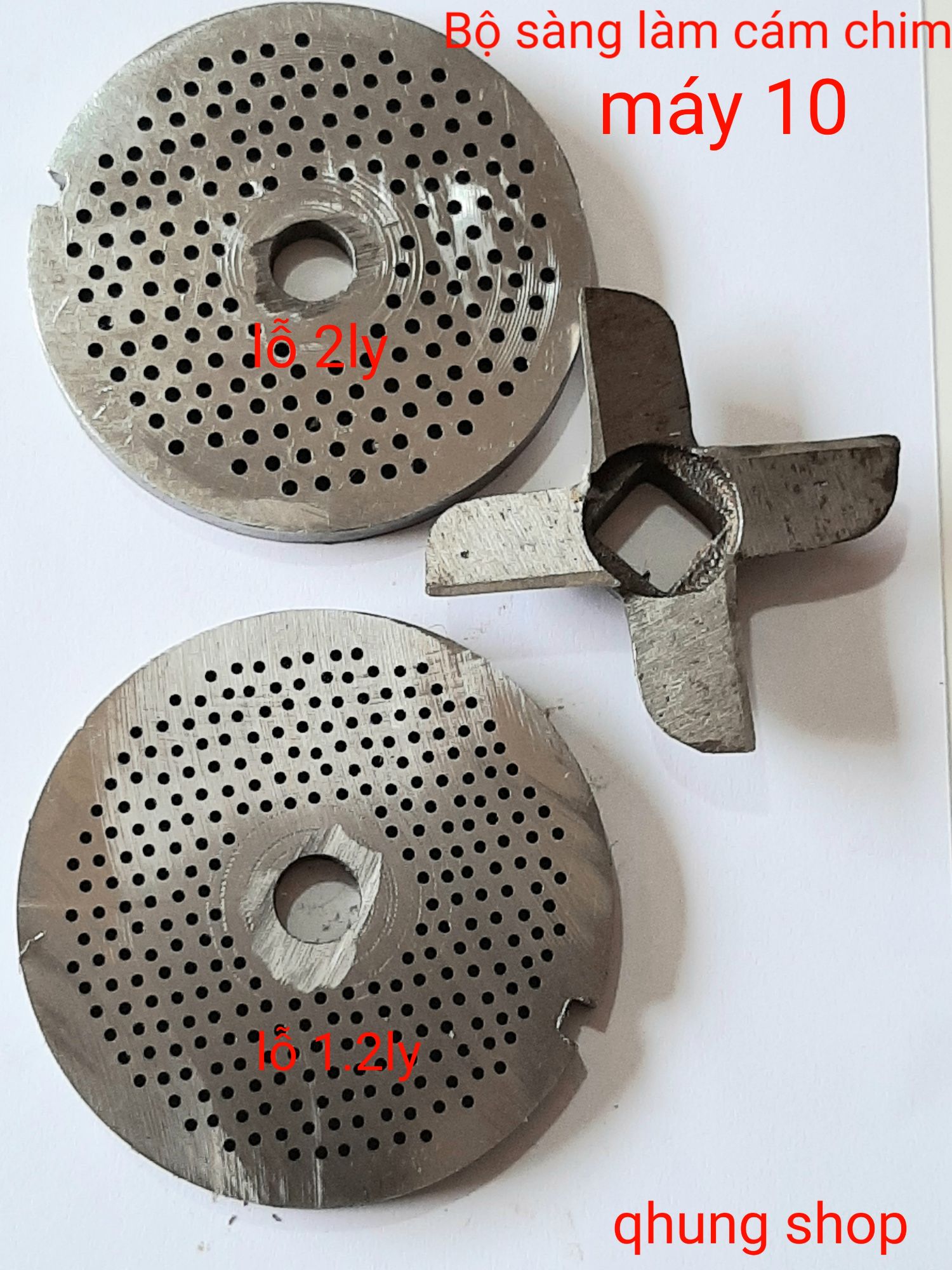 Bộ dao xàng máy làm cám chim số 10 sàng lỗ 2y và 1.2ly