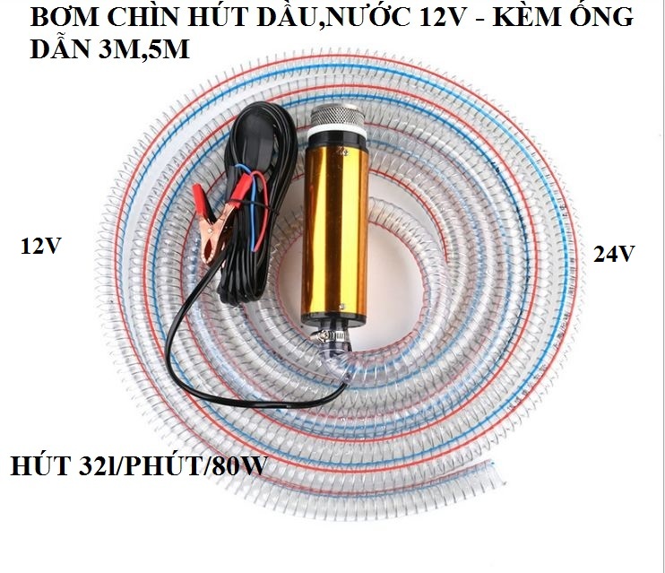 Máy bơm dầu - Bơm chìm mini 12v,24v-80w
