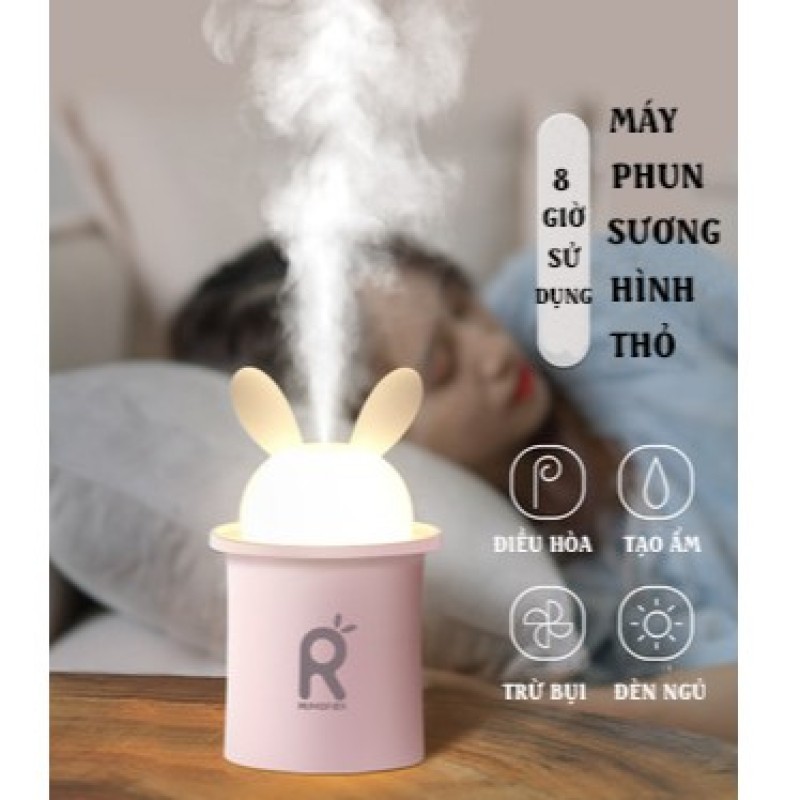 ( Bảo hành 24TH ) Máy phun sương kiêm đèn ngủ Jisulife JT03 ,  giữ ẩm da 280ml , Thiết kế hình thỏ đáng yêu và tự động tắt khi hết nước , máy phun sương tạo ẩm , máy phun sương mini cute , may phun sương tinh dầu