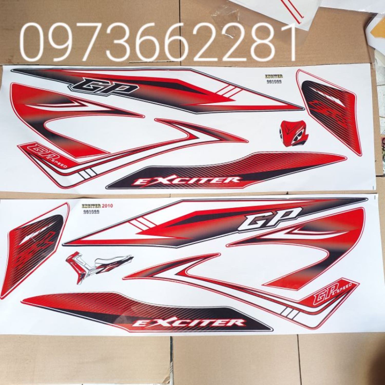 Bộ tem dán xe EXCITER 2010 màu đỏ GP