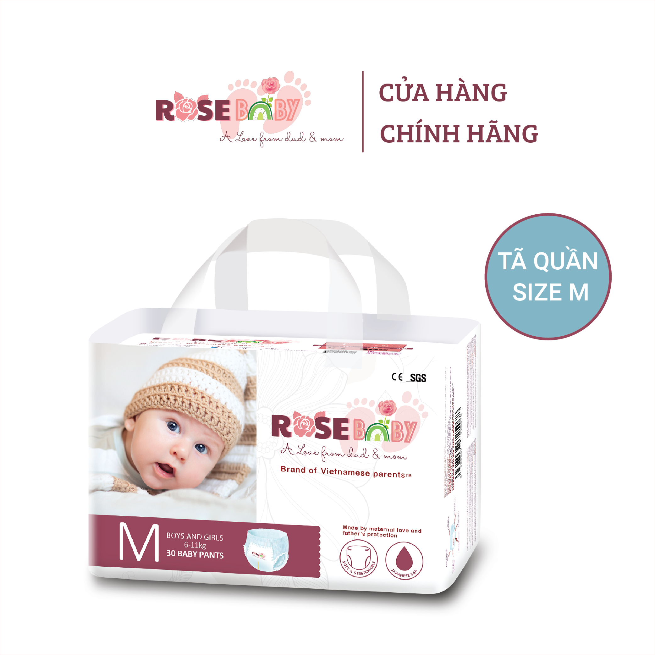 Bịch Tã Quần ROSE BABY Size M (30 miếng)