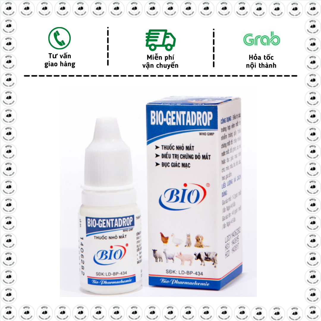 Nhỏ mắt chó mèo BIO Gentadrop (chai 10ml)