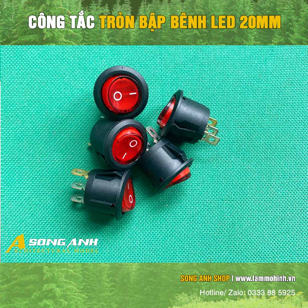 Công tắc tròn bập bênh LED 20mm ( 1 bịch 2 cái )