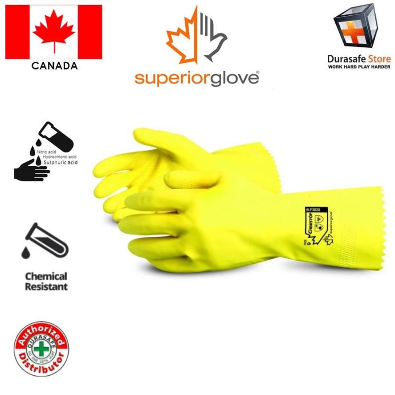 Găng tay chống hóa chất SUPERIOR LF3020 Chemstop Yellow Flock-Lined Latex Chemical Resistant Glove, Size 10/XL