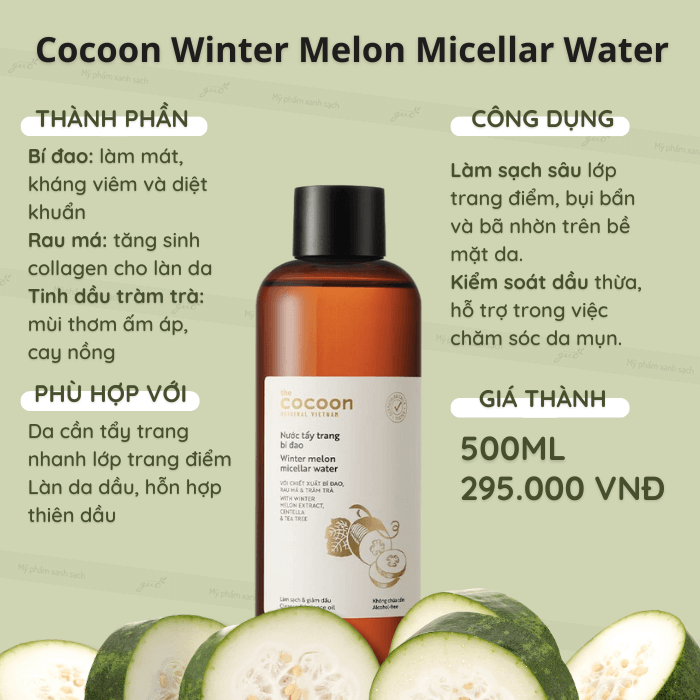 Nước Tẩy trang COCOON 500ML (CHÍNH HÃNG)