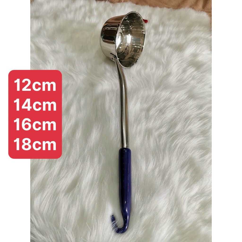 Vá múc nước lèo loại lớn inox cao cấp có chia vạch định lượng siêu tiện dụng 12-14-16-18cm