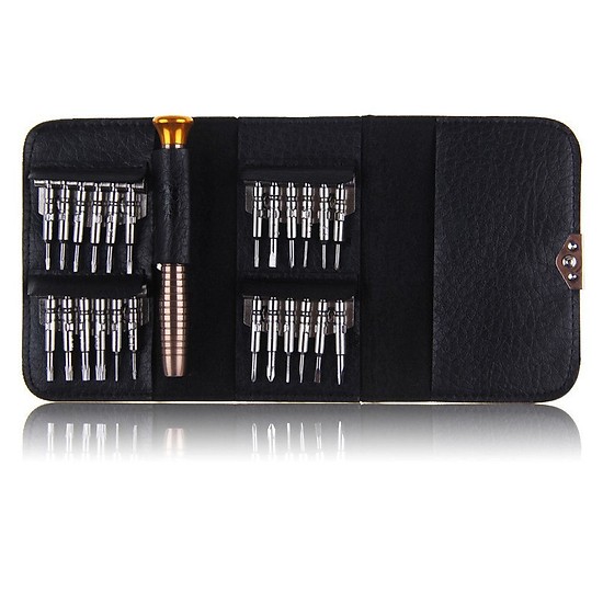Bộ tua vít, tô vít 24 đầu có ví da, tháo được hầu hết các loại điện thoại, laptop, đồng hồ...
