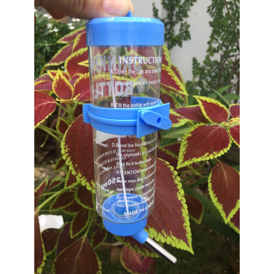 Bình bi uống nước 250ml cho tất cả các dòng chim, vẹt, hamter, thỏ, nhím, sóc