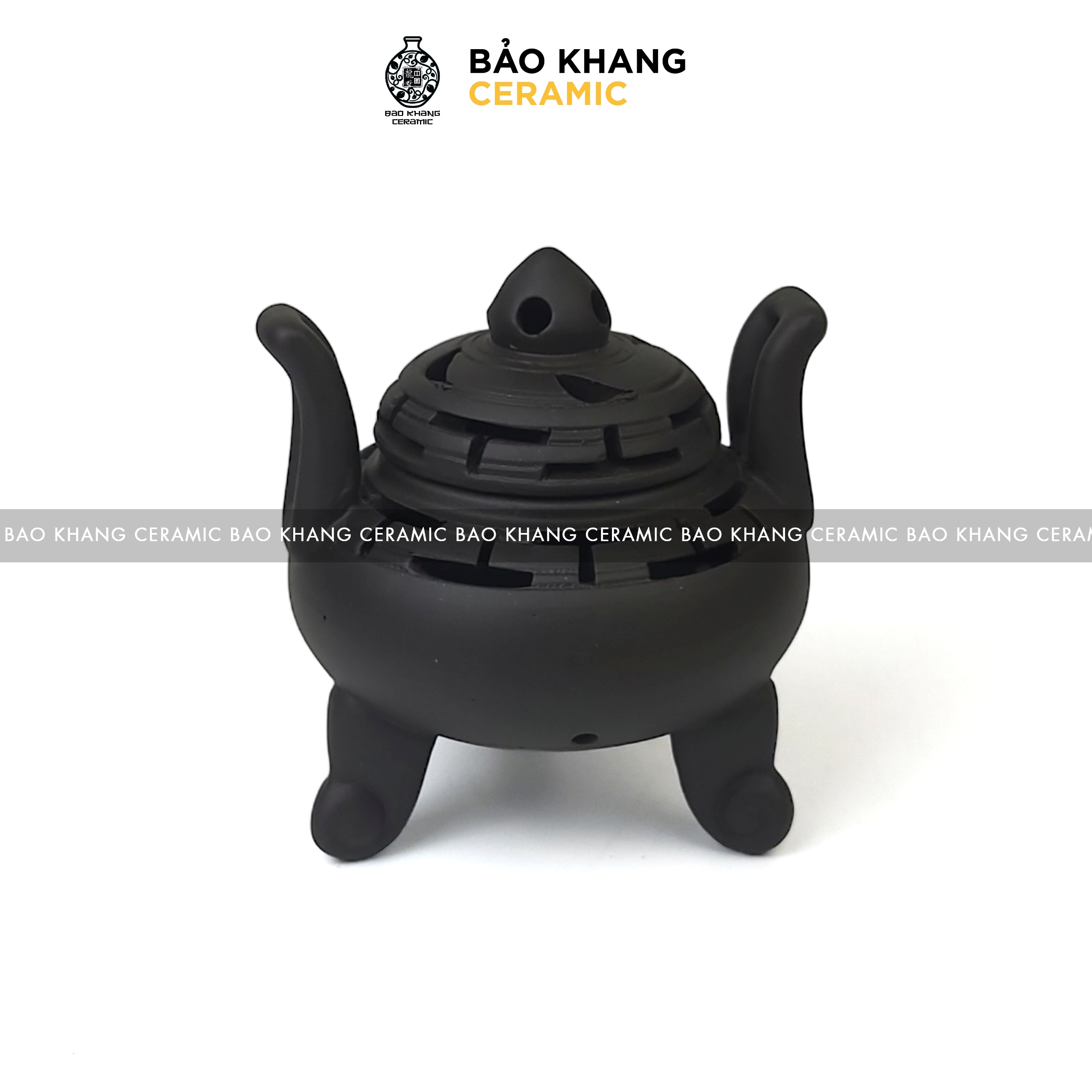 Lư đốt trầm đất tử sa gốm sứ Bát Tràng Bảo Khang