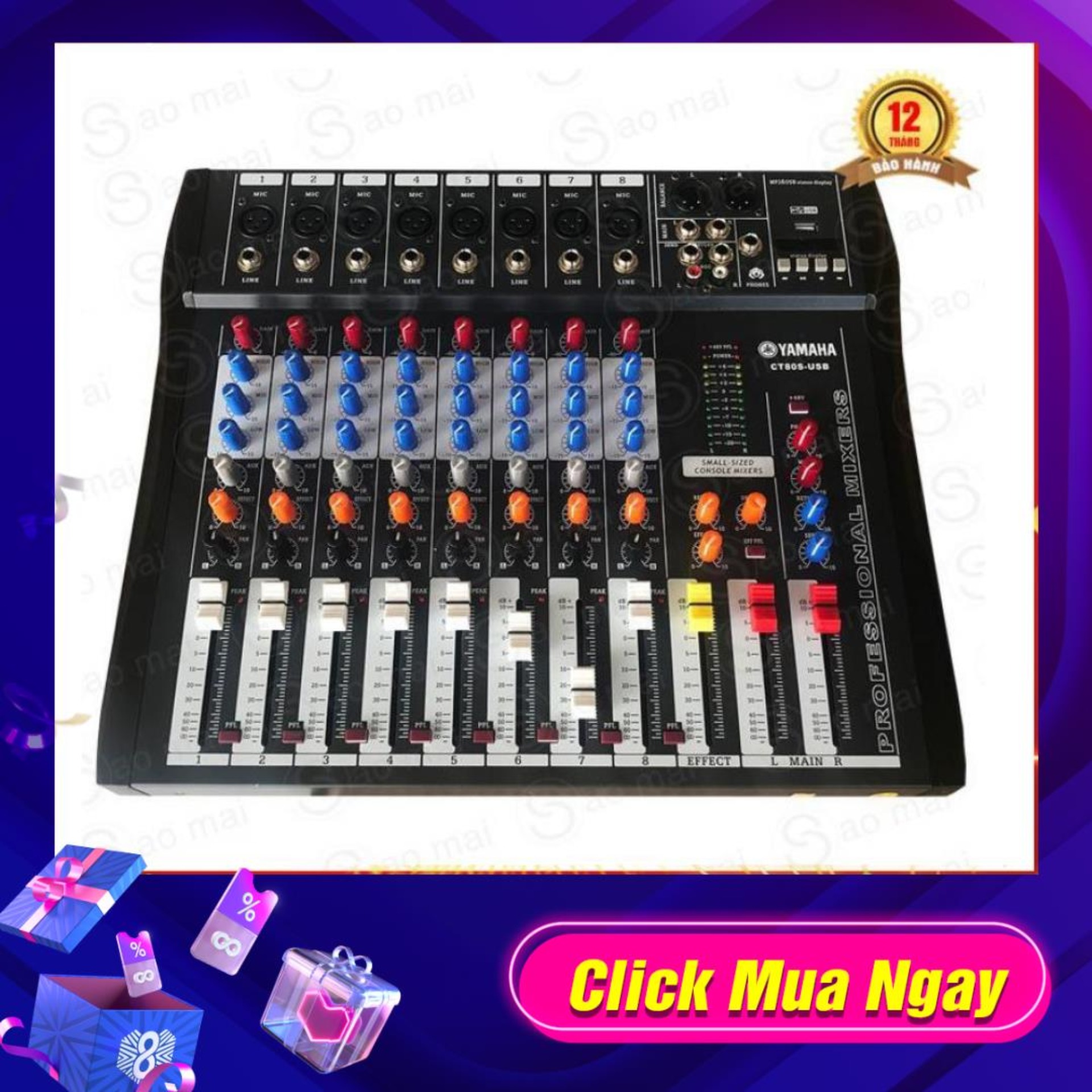 Bộ trộn âm thanh, Mixer bàn 8 Line ATANNOII CT80S-USB chuyên nghiệp.