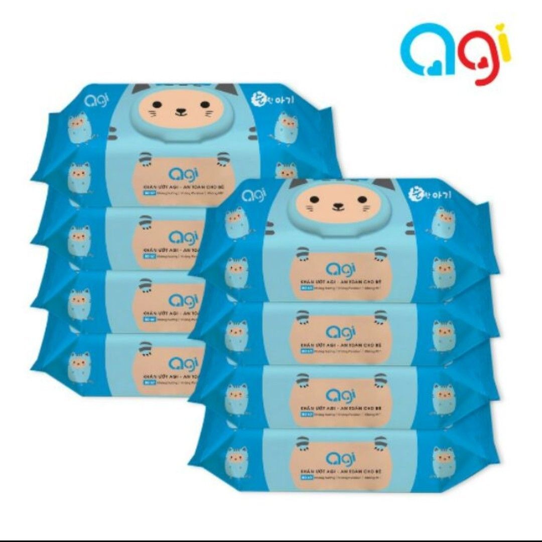 Combo 5 bịch Khăn giấy ướt Agi Hàn Quốc Gói/ 80 tờ