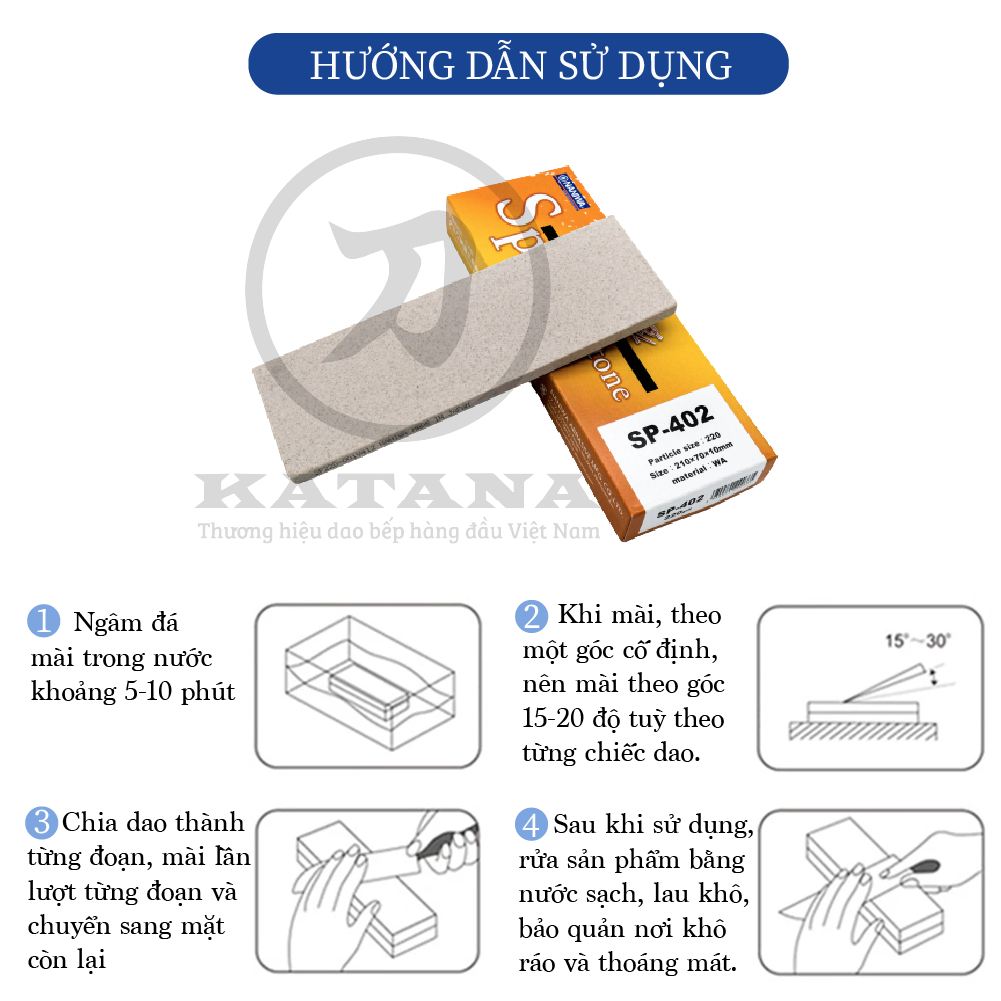 Đá mài phá Naniwa Nhật Bản #220 SUPER SP 402 (210x70x10)