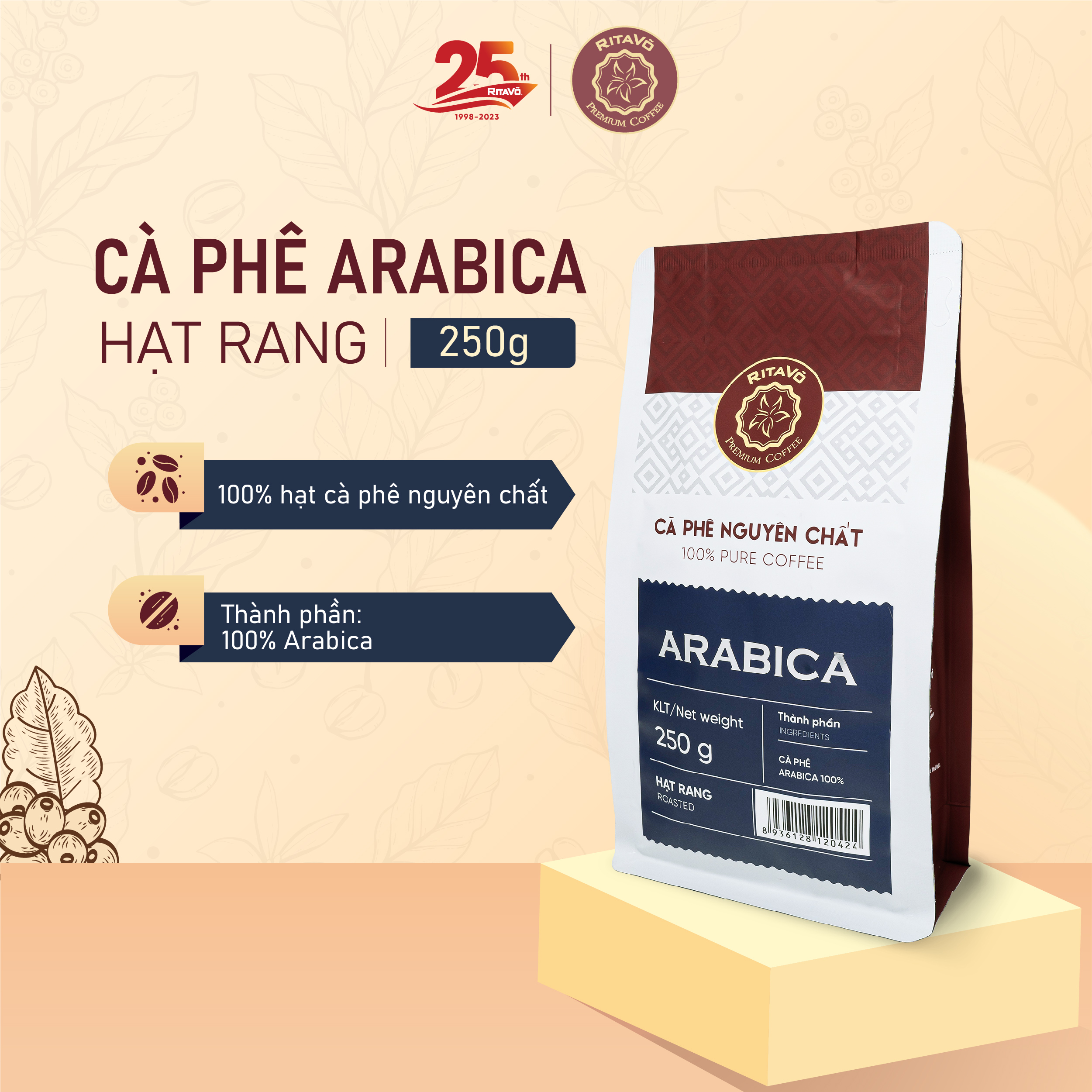 Cà phê hạt rang Rita Võ Cafe Arabica 500g