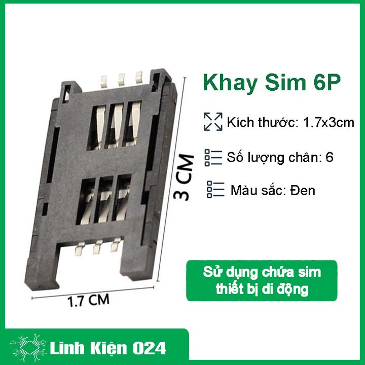 Khay sim 6P cắm thẻ sim điện thoại 6 chân dạng vỏ sò