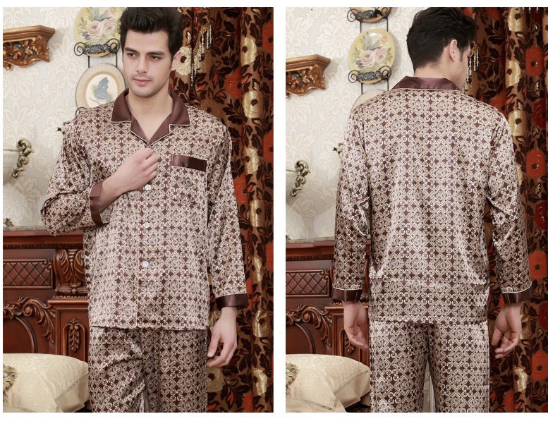 NG057 Bộ Pyjama nam dài tay chất lụa hàng nhập