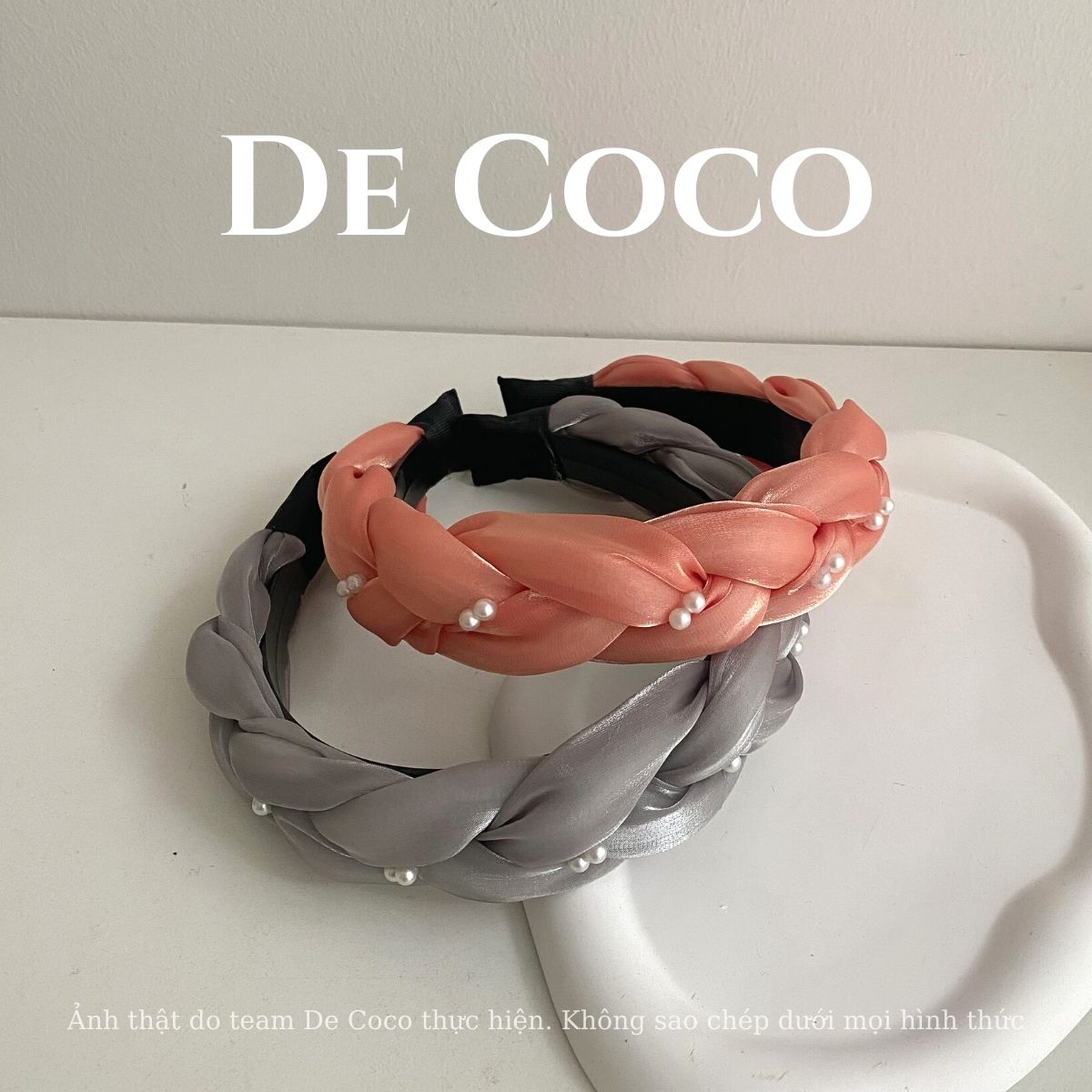 Mấn lụa tết, bờm tóc, cài tóc đính hạt trai Nomi De Coco