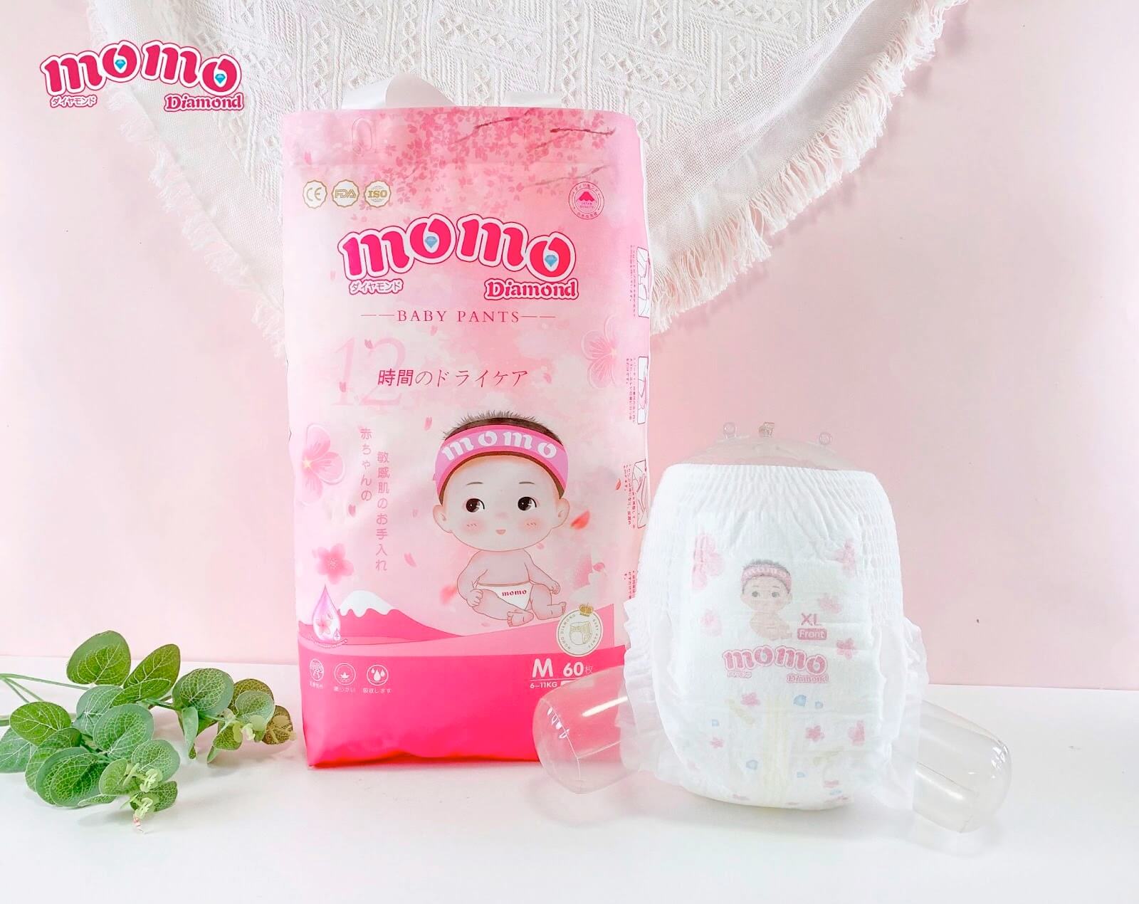 COMBO 2 BỊCH Bỉm tã dán/quần MOMO DIAMOND ORGANIC