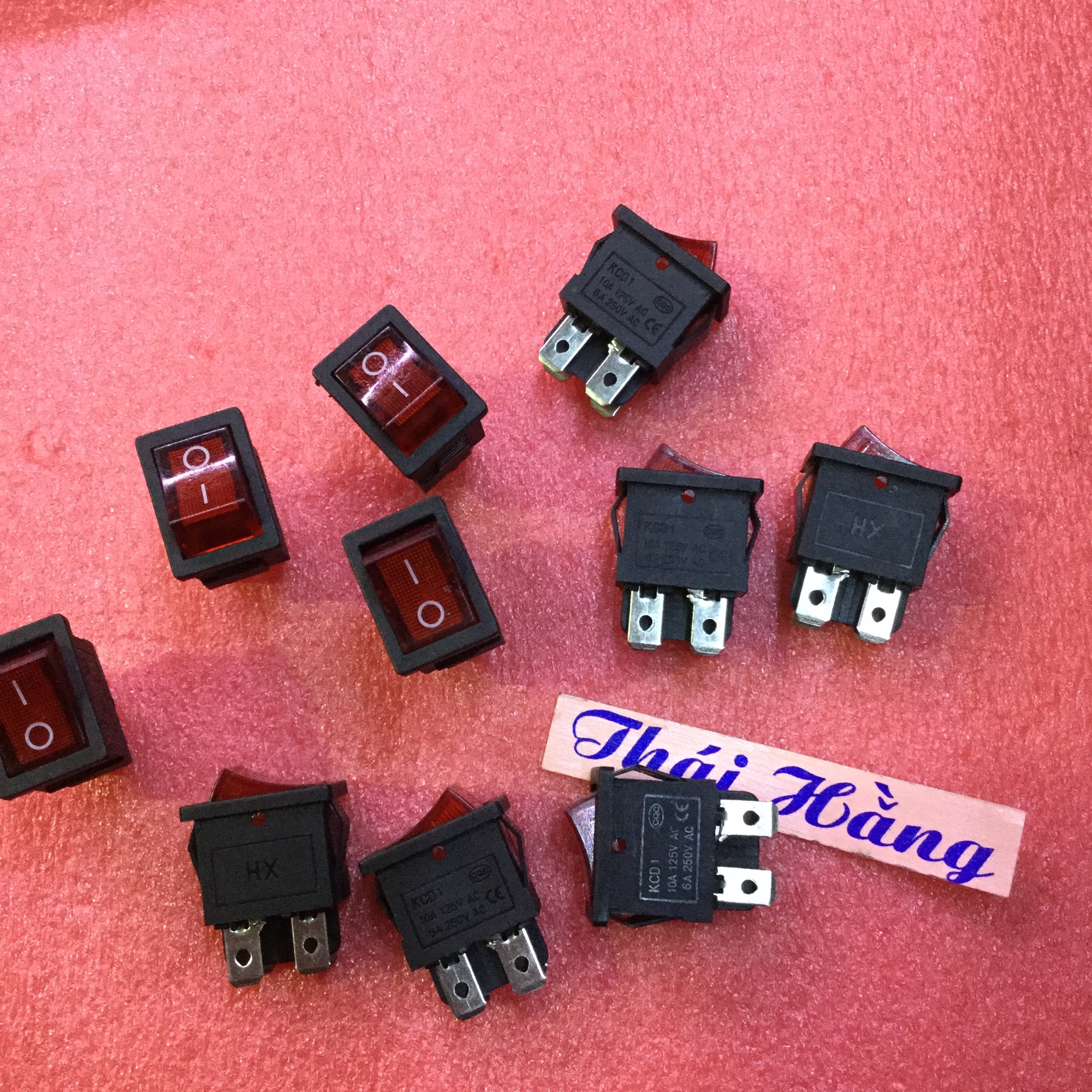 Công tắc có đèn 4 chân kcd1-6 a/250 v