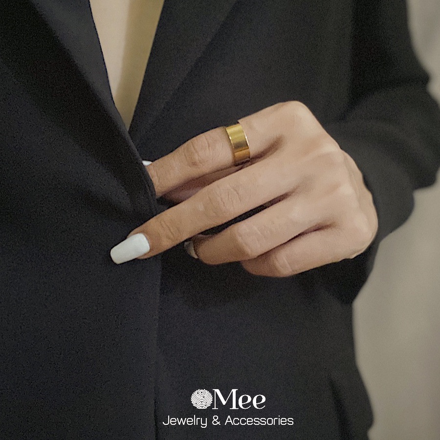 Nhẫn nữ MEE nhẫn unisex trơn bản lớn - R3513